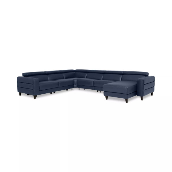 Silvanah 6-Pc. Leather Sectional with Storage Chaise and 2 Power Recliners, Created for Macy's