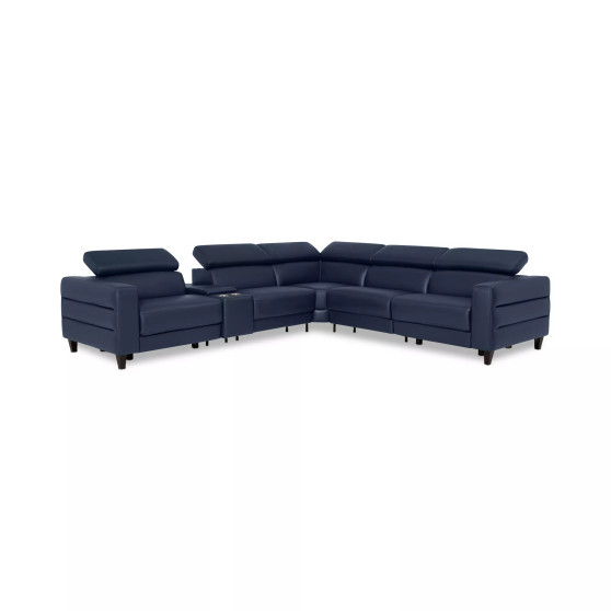 Silvanah 6-Pc. "L" Leather Sectional with 2 Power Recliners with Console, Created for Macy's