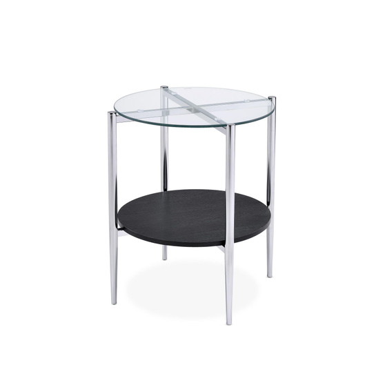 Bayliss 21" Round Tempered Glass and Chrome End Table