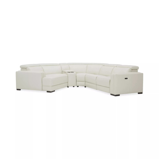 Jenneth 5-Pc. Leather Sofa with 1 Power Motion Recliner and Cuddler, Created for Macy's