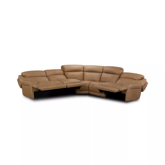 CLOSEOUT! Daventry 5-Pc. Leather Sectional Sofa With 3 Power Recliners, Power Headrests And USB Power Outlet