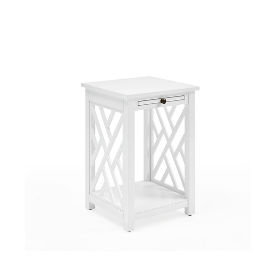 Coventry Wood End Table with Tray Shelf and Bottom Shelf