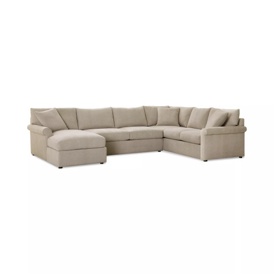 Wrenley 138" 3-Pc. Fabric Sectional Chaise Sofa