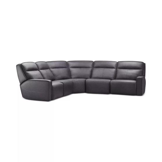 Dextan Leather 5-Pc. Sectional with 3 Power Recliners