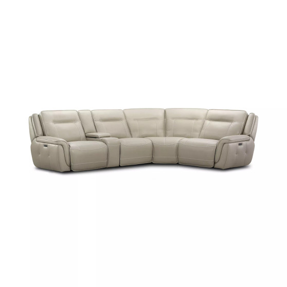 Lenardo 5-Pc. Leather Sectional with 2 Power Motion Recliners and Console