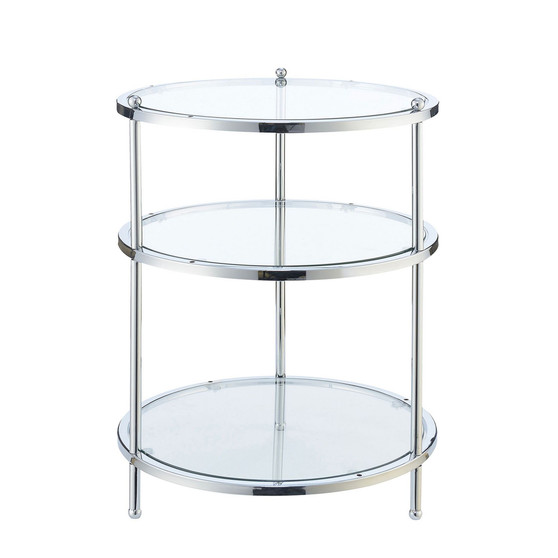 Royal Crest 3 Tier Round Glass End Table