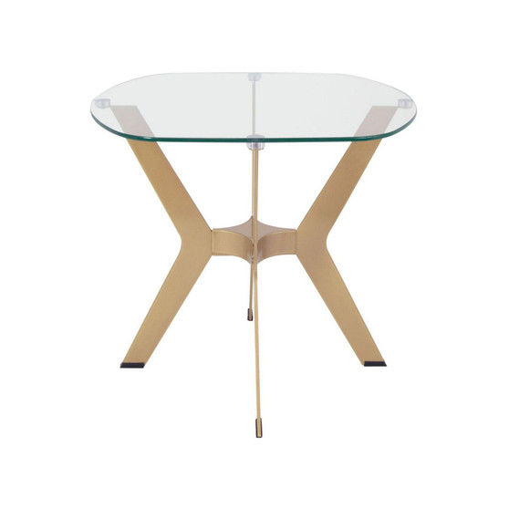 Archtech Modern End Table 24" In Gold / Clear Glass