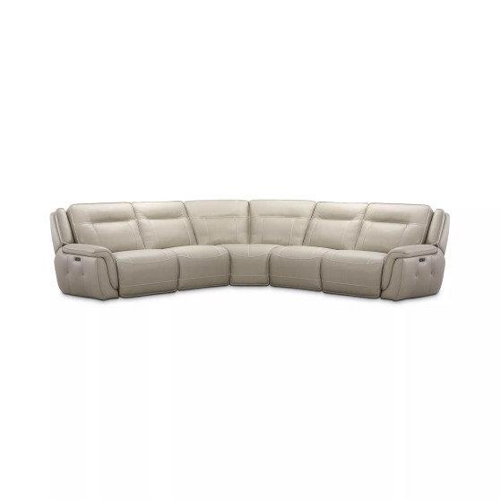 Lenardo 5-Pc. Leather Sectional with 2 Power Motion Recliners