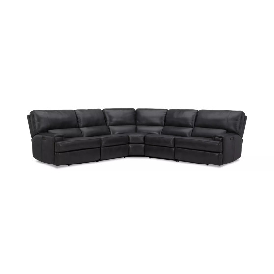 Binardo 123" 5 Pc Zero Gravity Leather Sectional with 3 Power Recliners