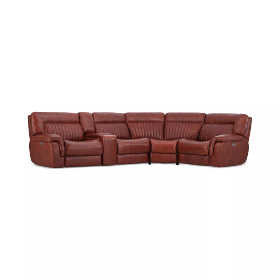 Thaniel 5-Pc. Leather Sectional with 2 Power Recliners and 1 USB Console