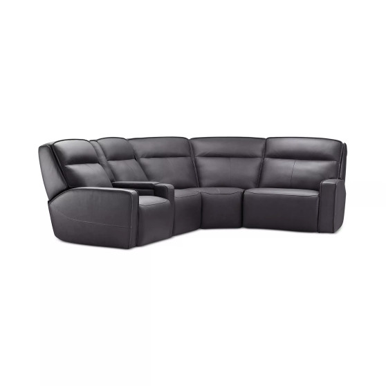 Dextan Leather 5-Pc. Sectional with 2 Power Recliners and 1 USB Console