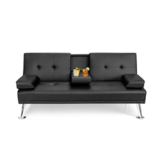 Convertible Folding Futon Sofa Bed Leather