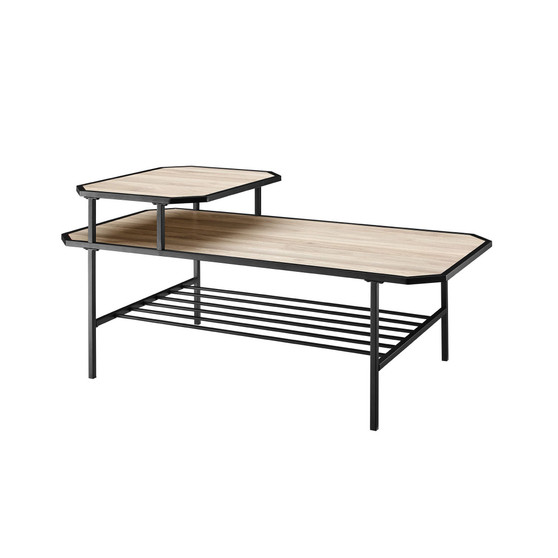 Tiered Metal and Wood Coffee Table