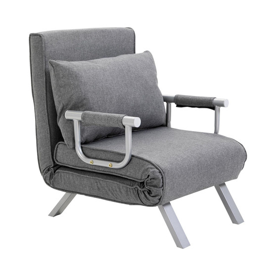 Small Futon Couch with Comfortable Fold Down Bed for Guests, Light Grey