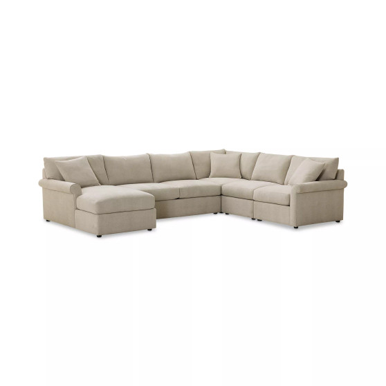 Wrenley 138" 5-Pc. Fabric Modular Chaise Sectional Sofa, Created for Macy's