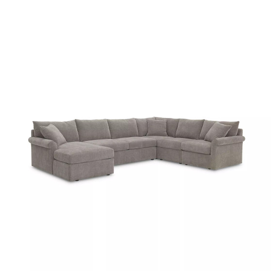CLOSEOUT! Wedport 5-Pc. Fabric Modular Sectional with Sleeper and Chaise, Created for Macy's