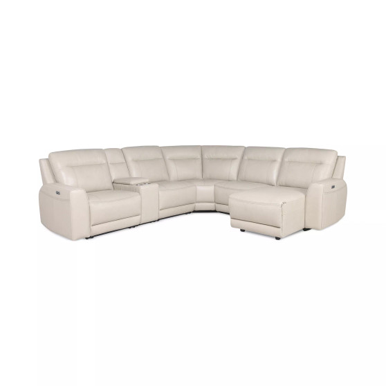 CLOSEOUT! Blairemoore 6-Pc. Leather Power Chaise Sectional with 1 USB Console and 1 Power Recliner, Created for Macy's