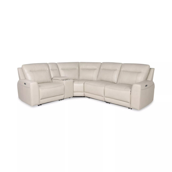 CLOSEOUT! Blairemoore 5-Pc. Leather L Sectional with 1 USB Console and 2 Power Recliners, Created for Macy's