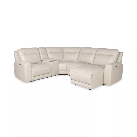 CLOSEOUT! Blairemoore 5-Pc. Leather Power Chaise Sectional with 1 USB Console and 2 Power Recliners, Created for Macy's