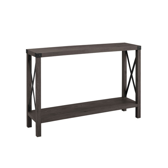 Farmhouse Metal-X Entry Table with Lower Shelf