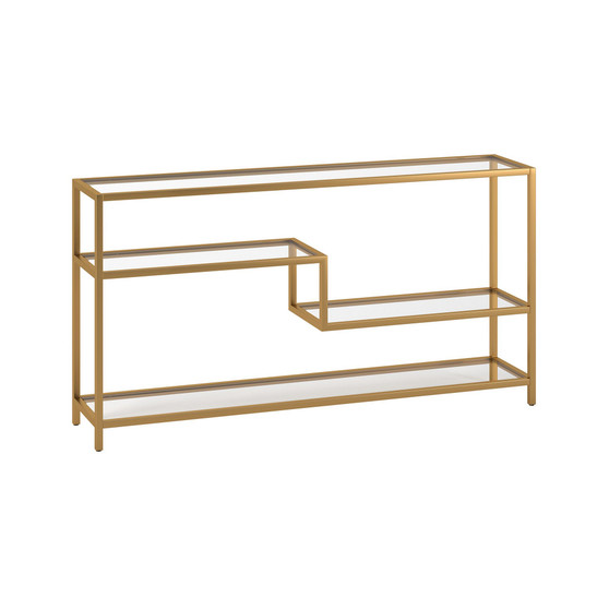 Mathis 55" Wide Metal Rectangular Console Table with Glass Top