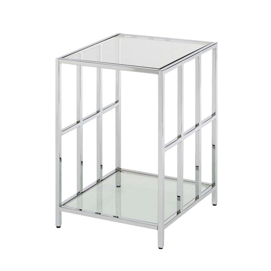 Mission Glass End Table with Shelf