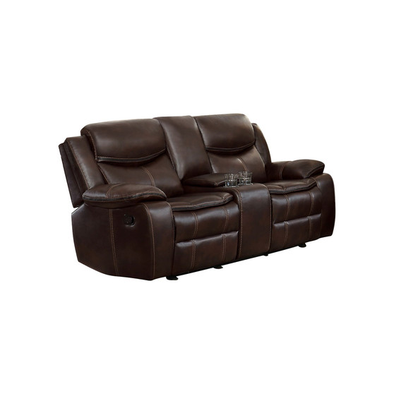 White Label Veloce 79" Double Glider Reclining Loveseat with Console