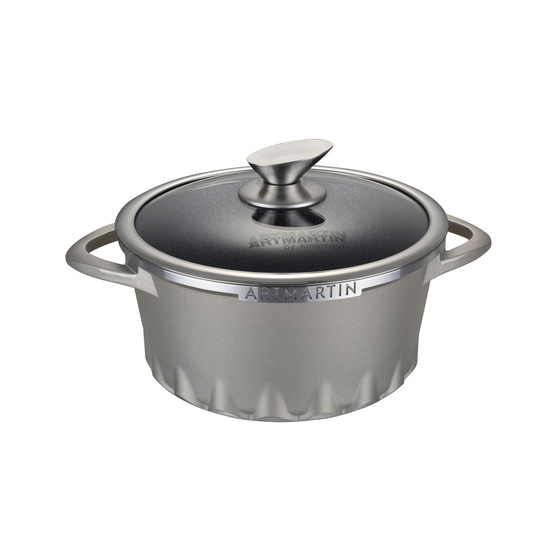 Die Cast Aluminum Round Casserole Lid with Induction Bottom 8.7"
