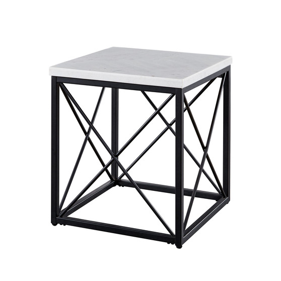 Skyler 22" Square Marble and Metal End Table