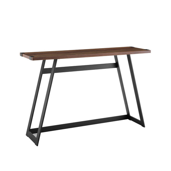 46 inch Metal Wrap Entry Table in Dark Walnut