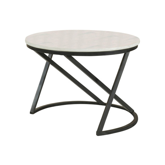 17.75" Marble Round Accent Table with Marble Top