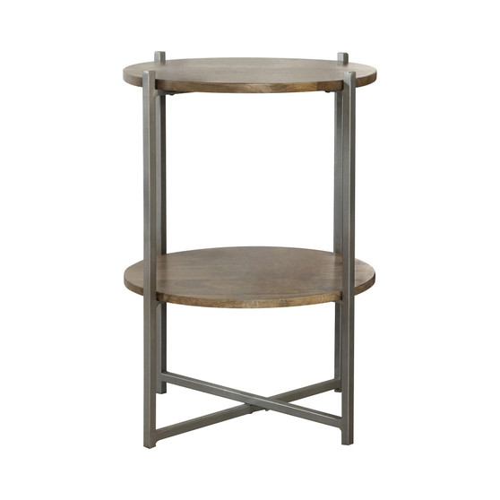 Round Accent Table with Open Shelf