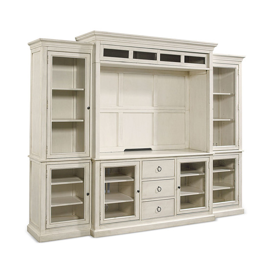 Sag Harbor White 4-Pc. Wall Unit (2 Bookcases, Entertainment Deck & Entertainment Console)