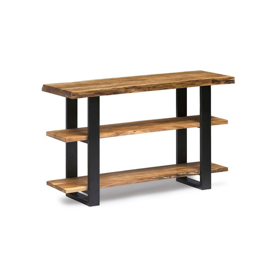 Alpine Natural Live Edge Wood Media Console Table