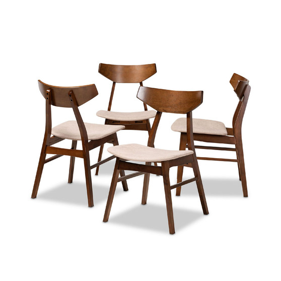 Danica Mid-Century Modern Transitional Fabric Upholstered 4 Piece Dining Chair Set