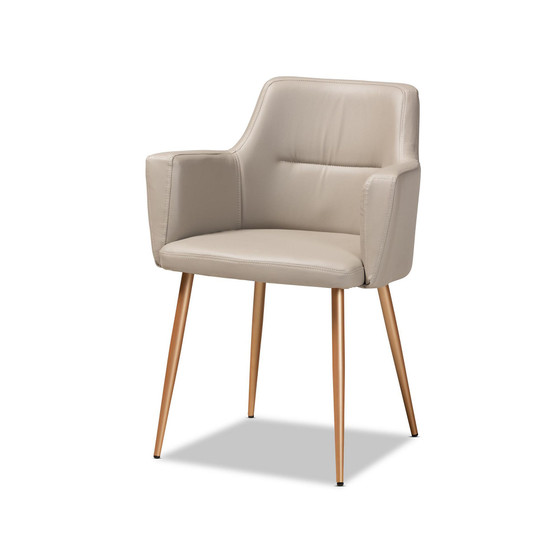 Martine Greyish Beige Faux Leather Dining Chair