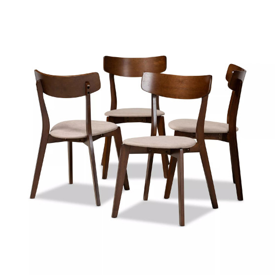 Iora Mid-Century Modern Transitional Fabric Upholstered 4 Piece Dining Chair Set
