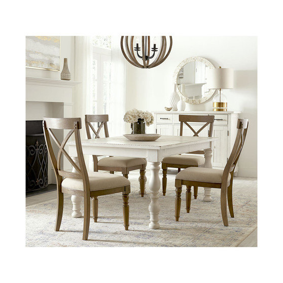 Aberdeen Off White Driftwood Expandable 5-Pc. Dining Set (Table & 4 Upholstered Side Chairs)