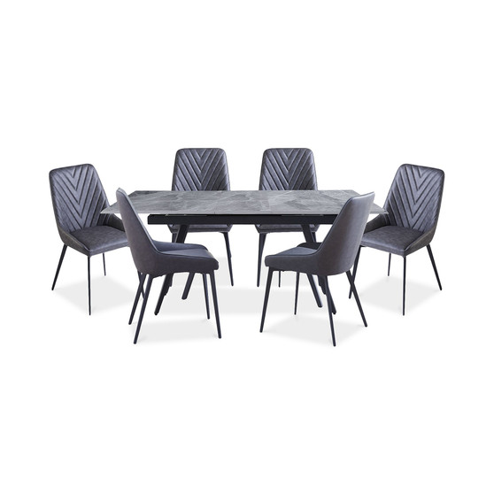 Lucia 7pc Dining Set (Rectangular Table + 6 Side Chairs)
