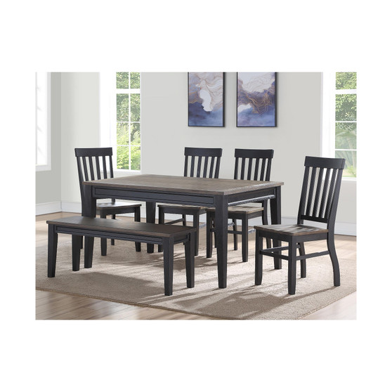 Raven Noir 6-Pc. Dining Set, (Dining Table, 4 Side Chairs & Bench)