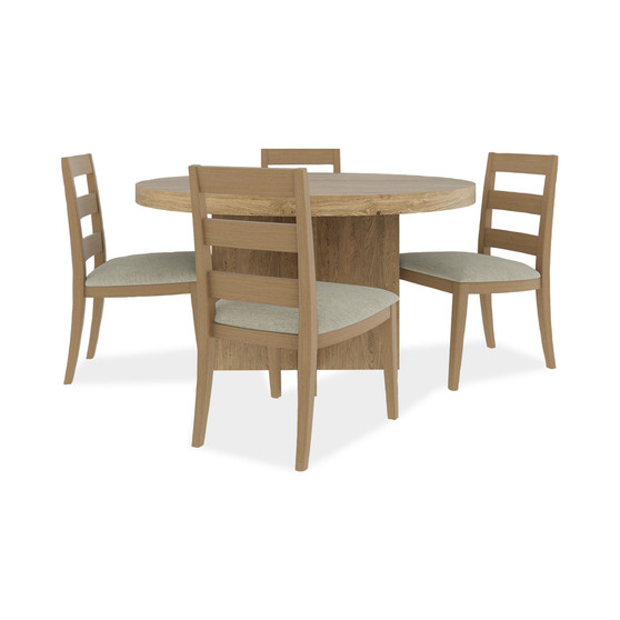 Davie 54" Round Dining 5pc (Table + 4 Side Chair Upholstered Seat Ladder Back)