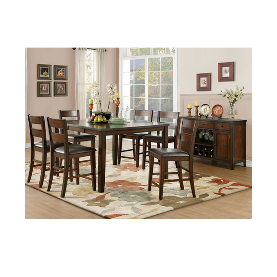 Leona 7pc Dining Set (Counter Height Square Table & 6 Side Chairs)