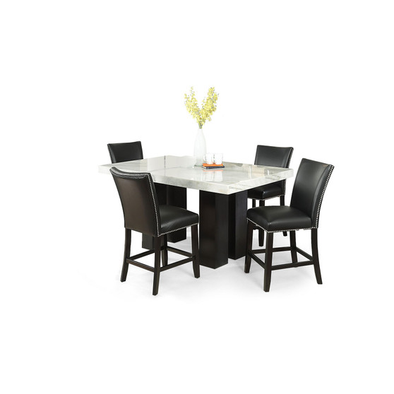 Camila 70" Rectangle Counter Height Table and Black Counter Chair 5-Piece Set