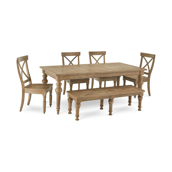 Sonora 6-pc. Dining Set (Rectangular Expandable Table + 4 X-Back Side Chairs + Bench)