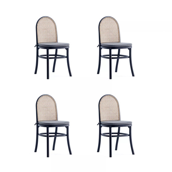 Paragon 4-Piece Ash Wood and Natural Cane Upholstered Dining Chair