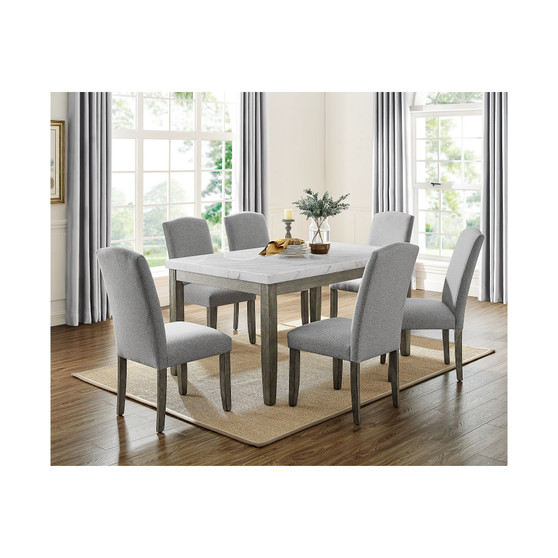 Emily Marble Dining 7-Pc Set ( Table & 6 Side Chairs)