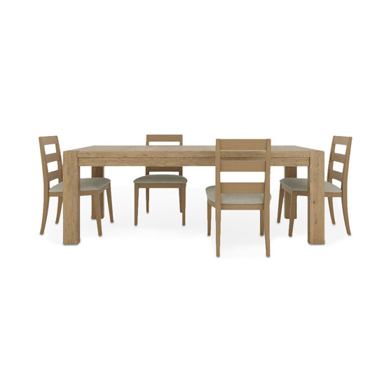 Davie Rectangle Dining 5pc (Table + 4 Side Chair Upholstered Seat Ladder Back)