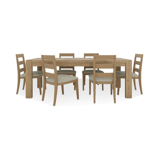 Davie Rectangle Dining 7pc Set (Table + 6 Side Chair Upholstered Seat Ladder Back)