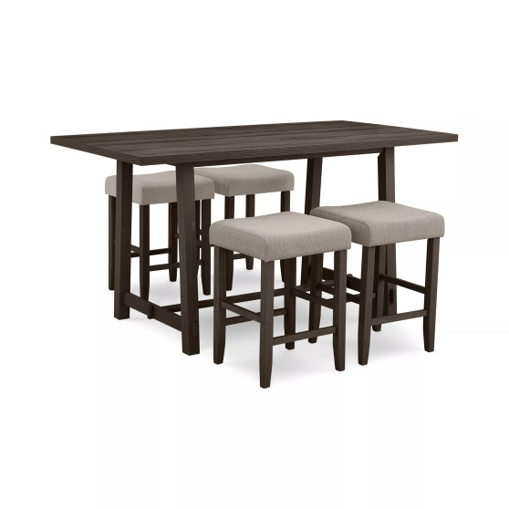 Max Meadows Laminate 5-Pc. Dining Set (Rectangular Counter Height Trestle Table & 4 Backless Stools)