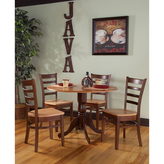 42" Dual Drop Leaf Table With 4 Emily Chairs
